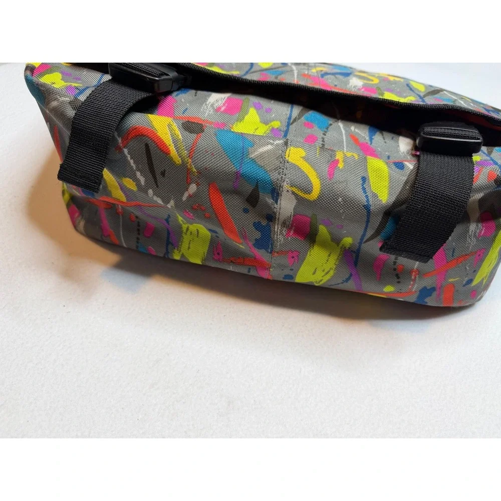 Y2K Paint Splatter Messenger Bag Grey Neon‎ Multi Color Crossbody Satchel Strap